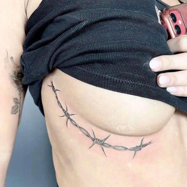 Barbed Wire Underboob Tattoo