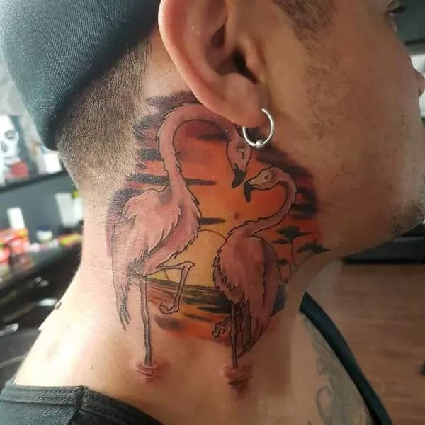 Flamingo Neck Tattoo