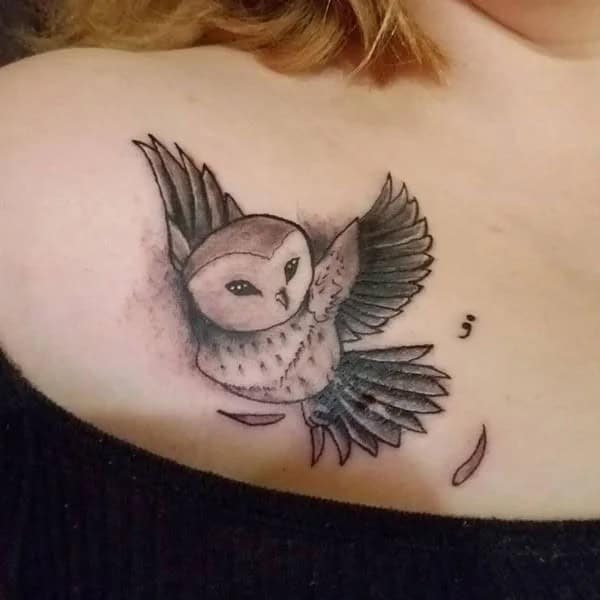 Owl Semicolon Tattoo