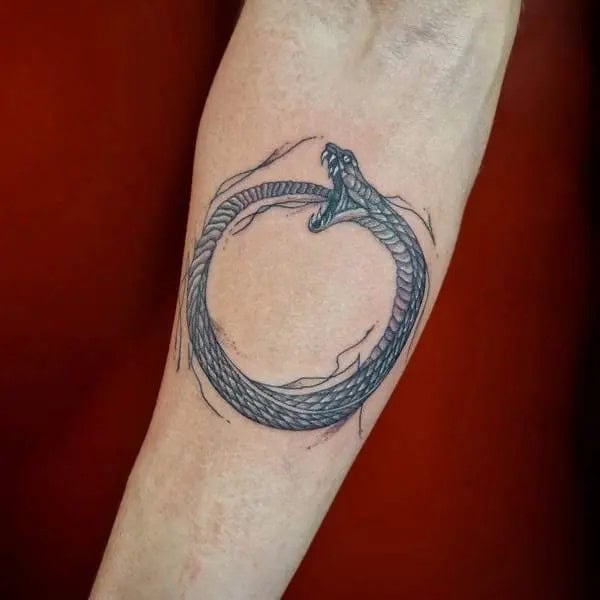 Circle Ouroboros Tattoo