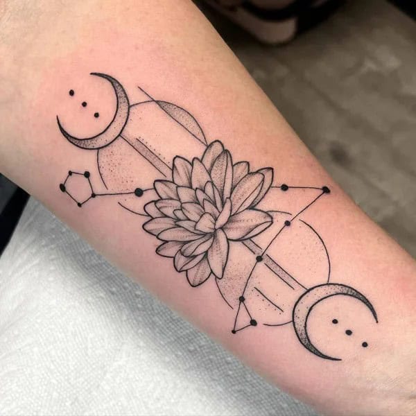 Geometric Water Lily Tattoo