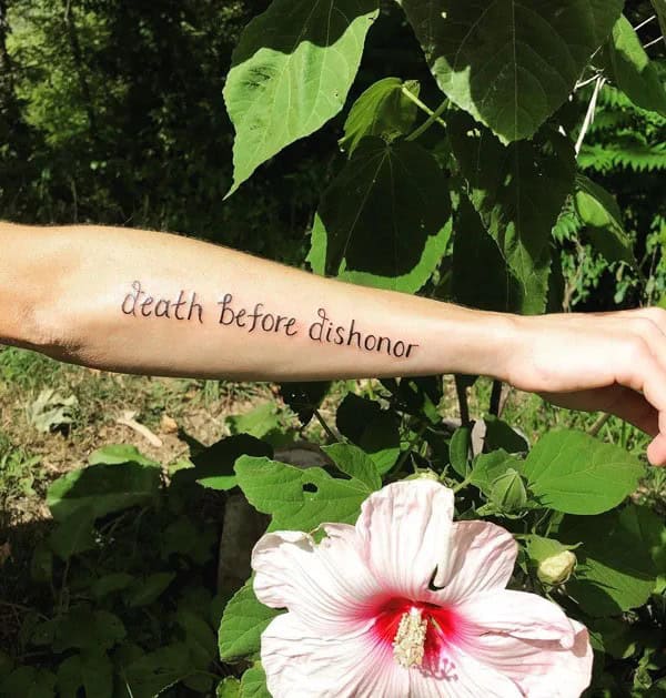 Death Before Dishonour Bicep Tattoo