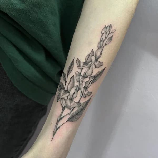 Wisteria Thigh Tattoo