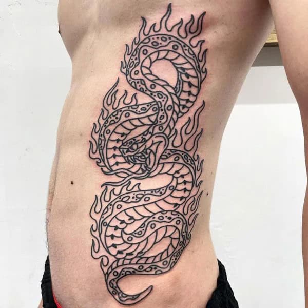 Japanese Snake Ribs Tattoo