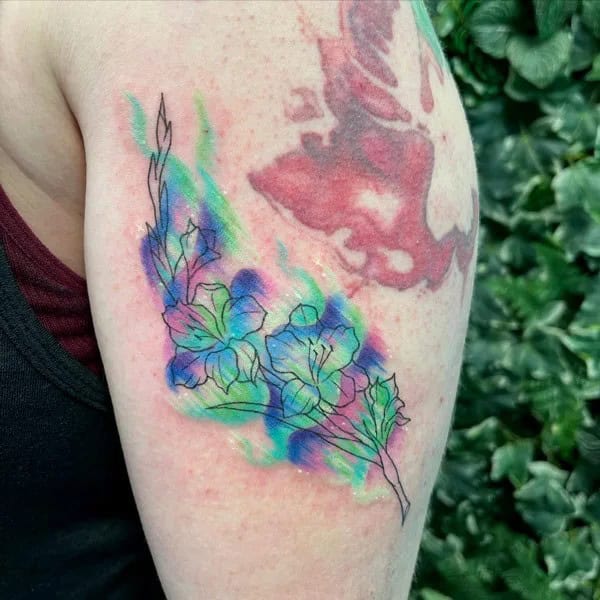 Watercolor August Birth Flower Tattoo