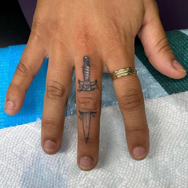 Sword Finger Tattoo