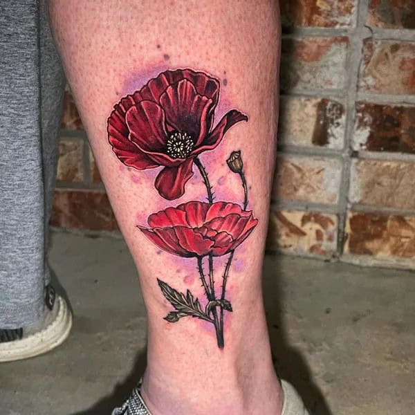 Traditional Poppy Flower Tattoo