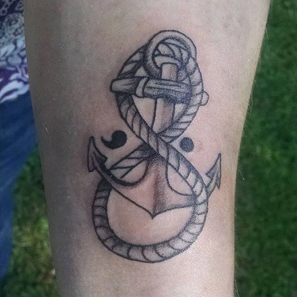 Anchor Semicolon Tattoo