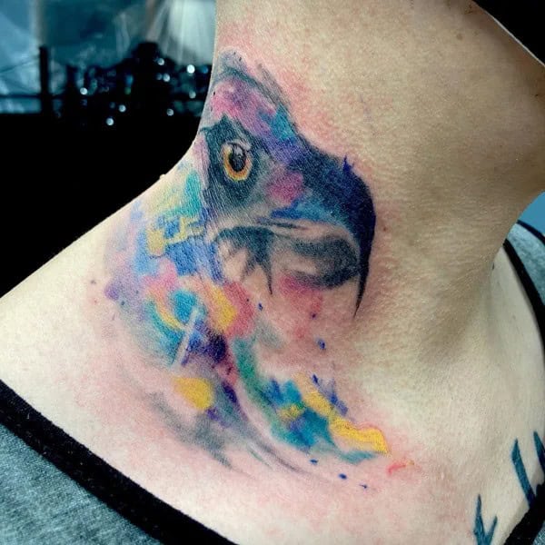 Watercolor Hawk Tattoo