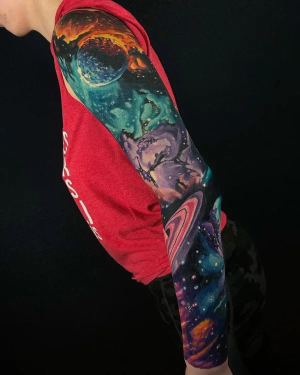 Galaxy Tattoo On The Sleeve