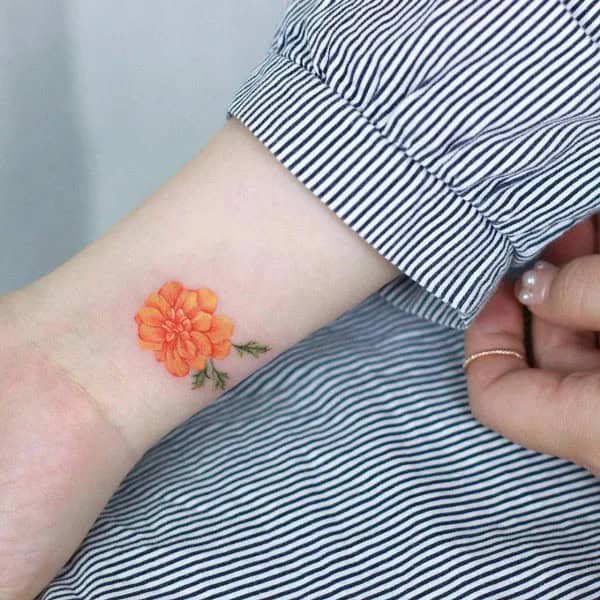 Marigold Tattoo on Wrist