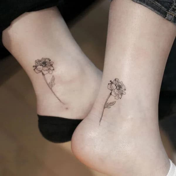 Marigold Tattoo on Ankle