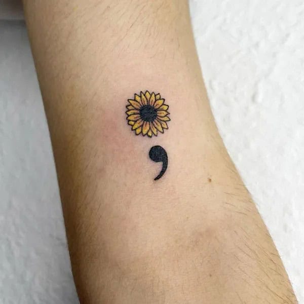 Sunflower Semicolon Tattoo