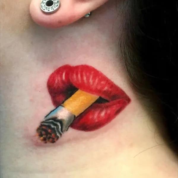 Feisty Neck Lip Tattoo