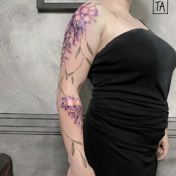 Wisteria Thigh Tattoo