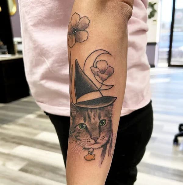 Witchy Cat Tattoo