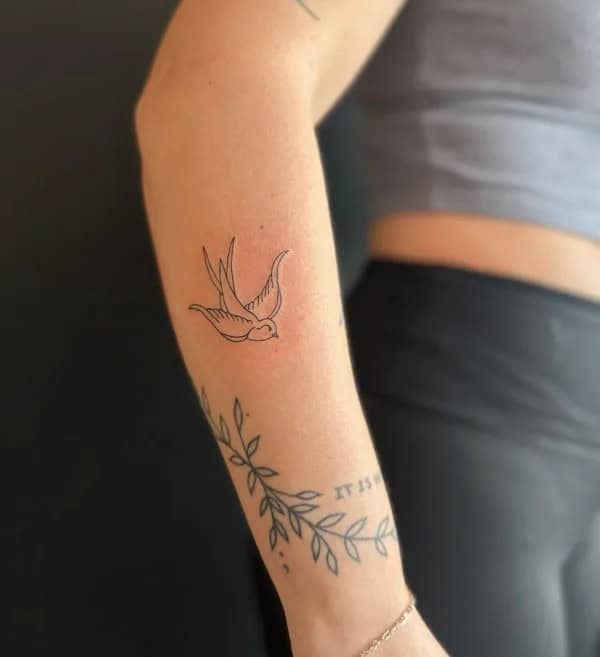 Sparrow Outline Tattoo