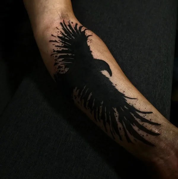 Blackwork Raven Tattoo