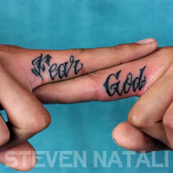 Fear God Tattoo on Finger