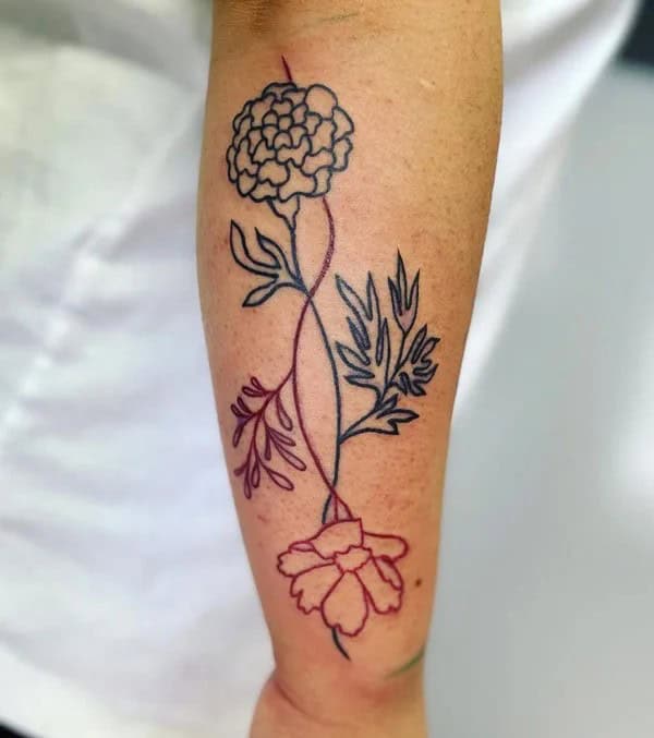 October Birth Flower Fineline Tattoo