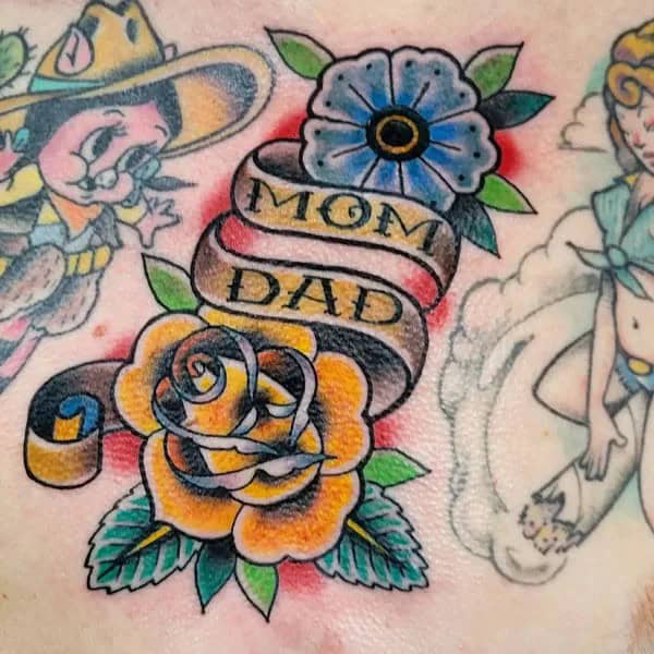 Mom and Dad Flower Tattoo