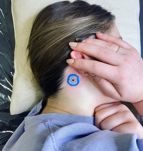 Evil Eye Tattoo Behind the Ear