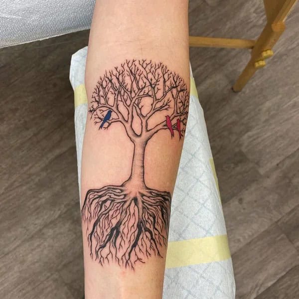 Family Tree and Birds Tattoo