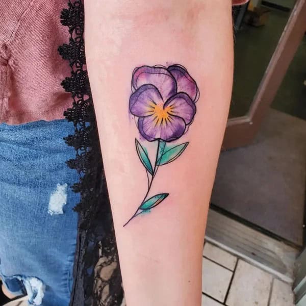 Watercolor Violet Tattoo