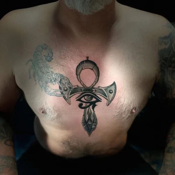 Ankh Chest Tattoo