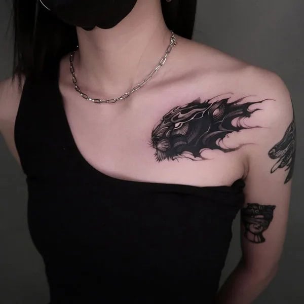 Black Panther Arm Tattoo