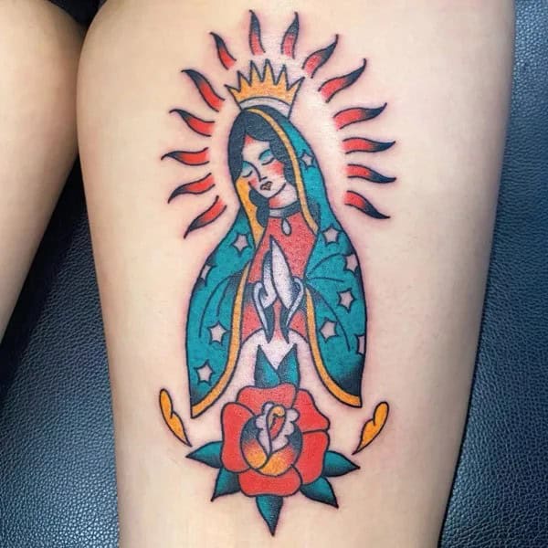 Traditional Virgin Mary Tattoo