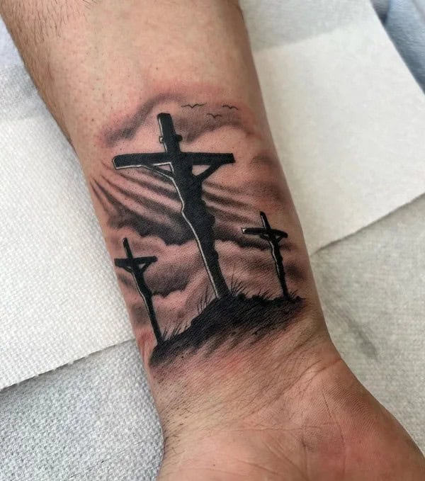 3 Cross Wrist Tattoo