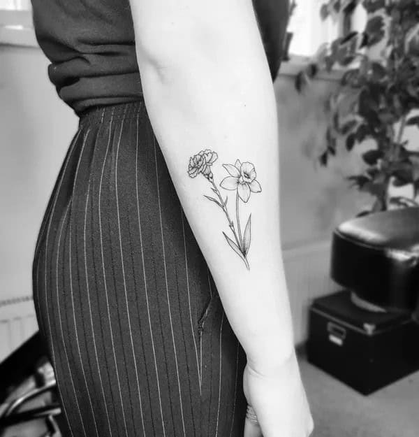 Carnation and Daffodil Tattoo