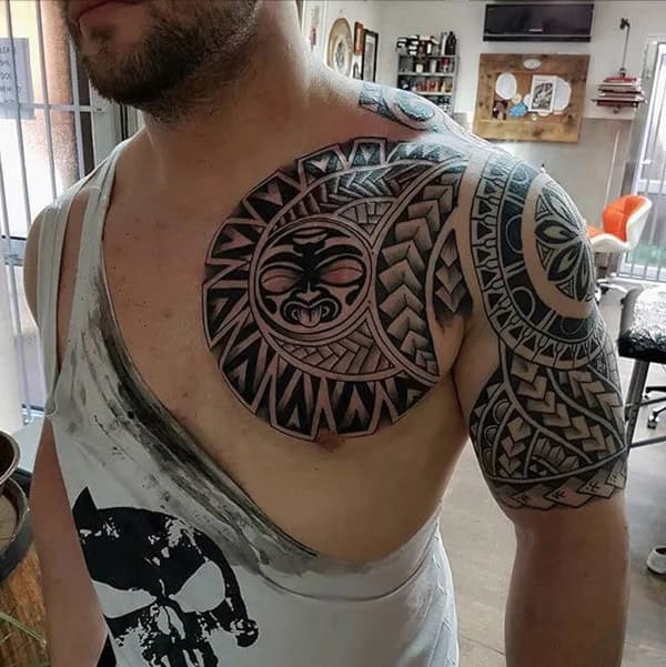 Polynesian Chest Tattoo