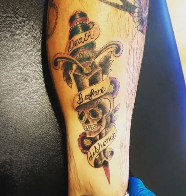 Death Before Dishonour Bicep Tattoo