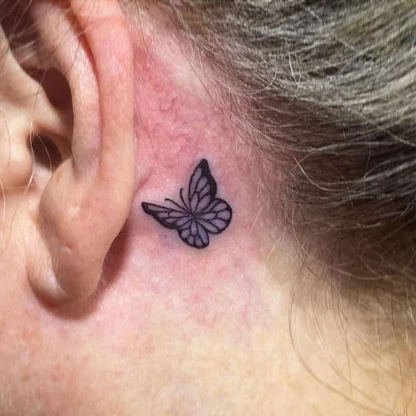 Watercolor Butterfly Tattoo Behind The Ear