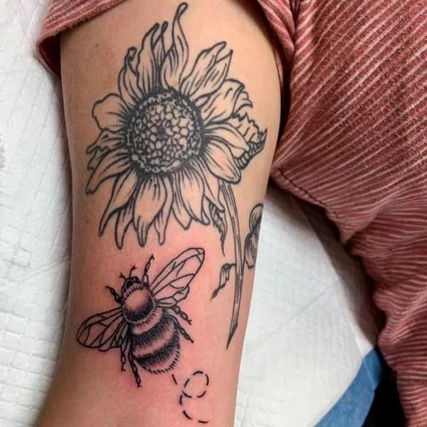 Sunflower and Bee Tattoo