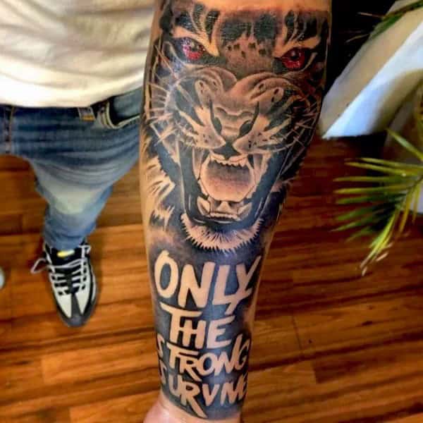 “Only The Strong Survive” Tiger Tattoo