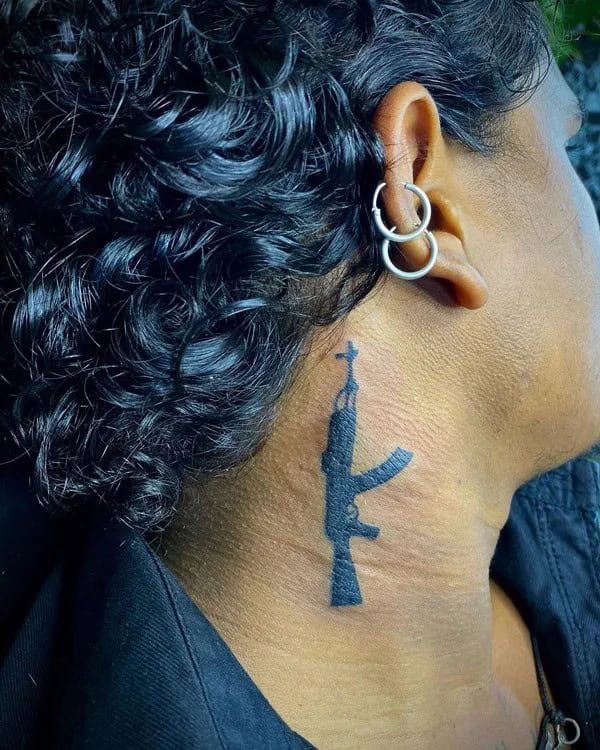 AK-47 Neck Tattoo