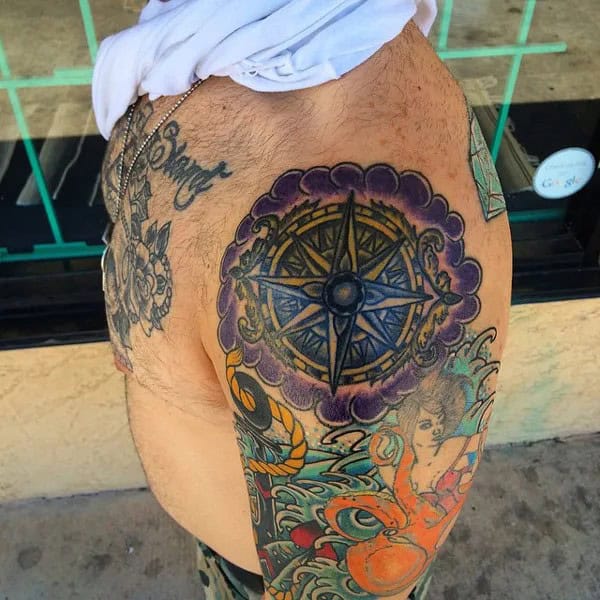 Compass Shoulder Tattoo