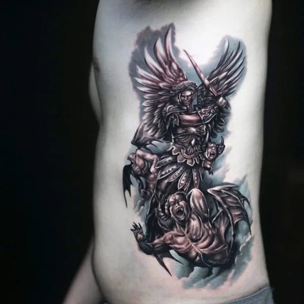 St Michael Ribs Tattoo