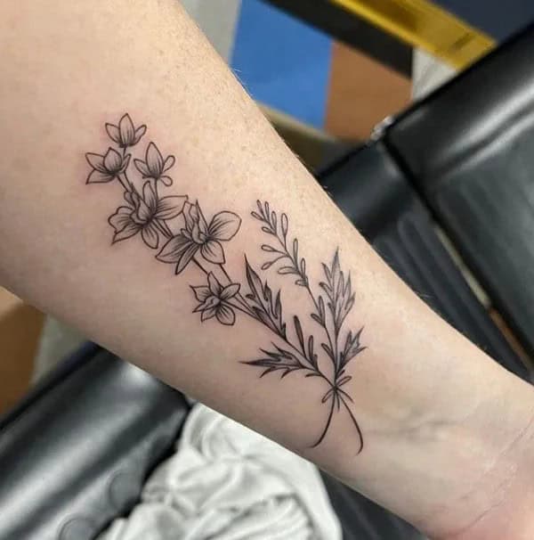 July Birth Flower Tattoo Black And White