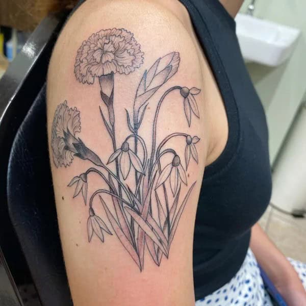 January Birth Flower Arm Tattoo