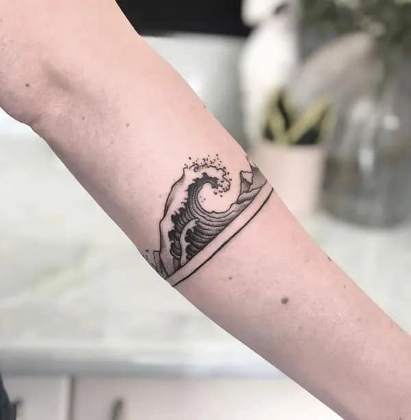 Wave and Mountain Tattoo