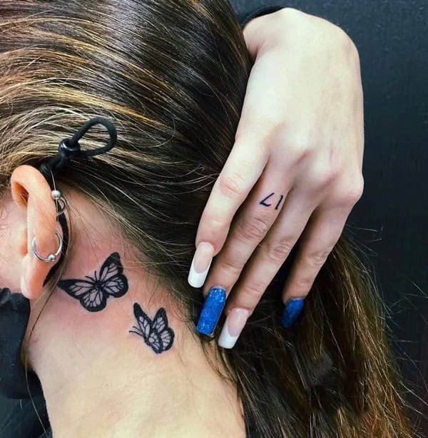 Watercolor Butterfly Tattoo Behind The Ear