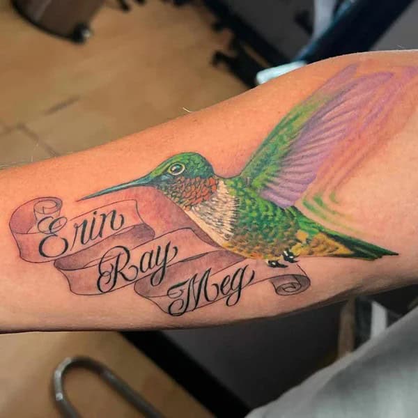 Hummingbird Tattoo with Names