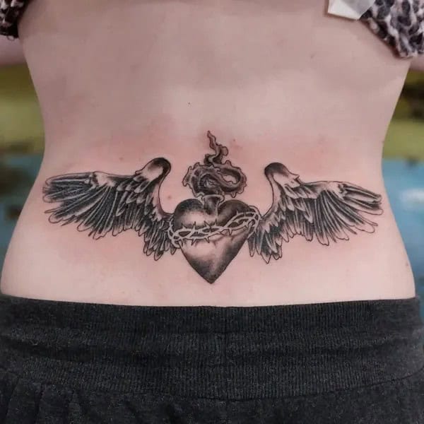 Sacred Heart with Wings Tattoo