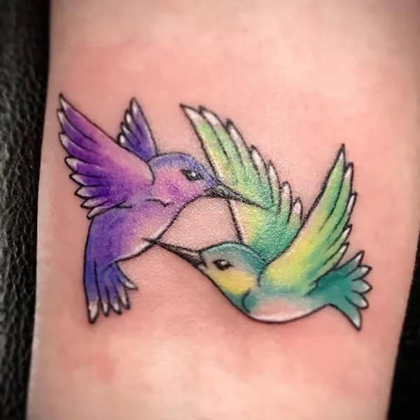 Purple Hummingbird Tattoo