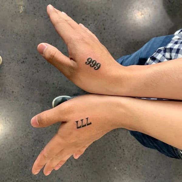 999 Tattoo On Hand