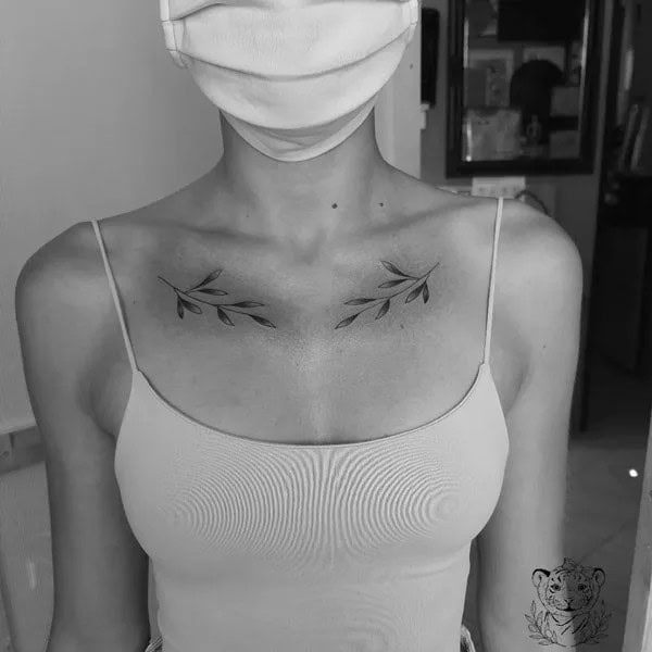 Olive Branch Collarbone Tattoo